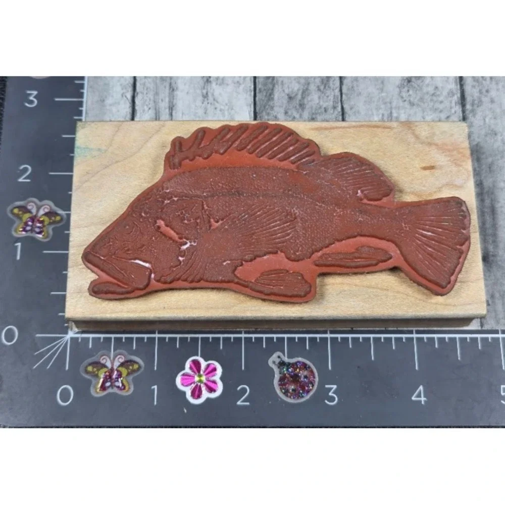 Fred Mullett Large Rockfish Rubber Stamp Wood #K33